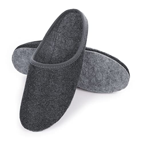 HEYO Filz Pantoletten Warme Leichte Pantoffeln Hausschuhe für Damen Herren Filzpantoffeln Größen 36-48 (Grau, EU Schuhgrößensystem, Erwachsene, Numerisch, M, 43) von HEYO