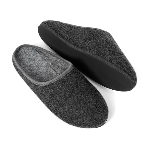 HEYO Filz Pantoletten Warme Leichte Pantoffeln Hausschuhe für Damen Herren Filzpantoffeln Größen 36-48 (Grau mit rutschfester Sohle, EU Schuhgrößensystem, Erwachsene, Numerisch, M, 42) von HEYO