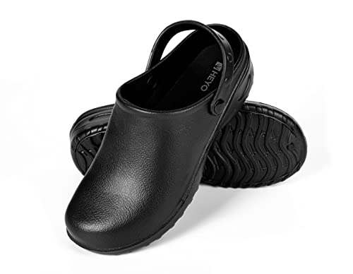 HEYO Gartenschuhe Clogs Unisex Gartenclogs Damen Herren Geschlossen Leicht Hausschuhe Pantoletten (Schwarz, EU Schuhgrößensystem, Erwachsene, Numerisch, M, 37) von HEYO