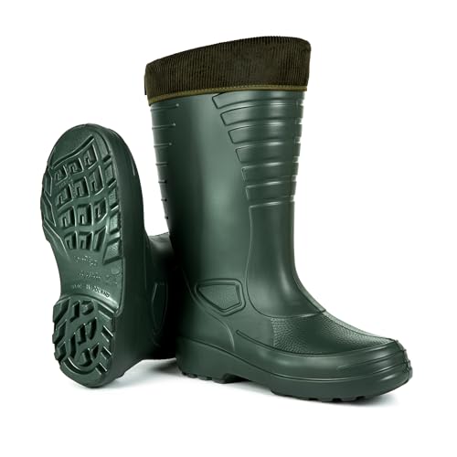 HEYO Herren Gummistiefel Gefüttert Winter Thermo Stiefel aus EVA Schaum – Leicht Wasserdicht Warm Arbeitsstiefel Winterstiefel Made in EU (Grün, EU Schuhgrößensystem, Erwachsene, Numerisch, M, 43) von HEYO