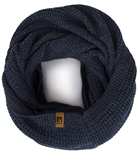 HEYO Rundschal H16025 | Winter Loop Schal für Herren | weiches gestricktes Schlauchschal | warmes Strickschal (Dunkelblau) von HEYO