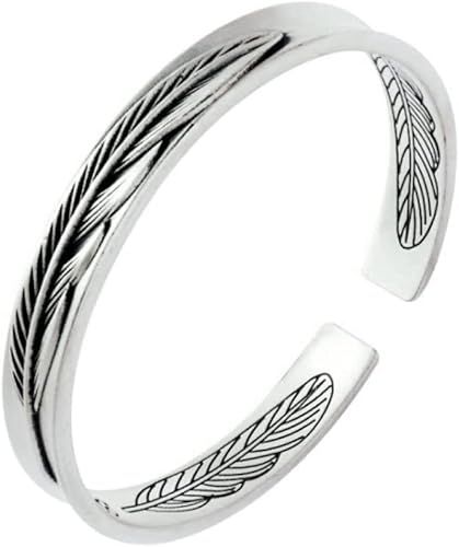 Hoixin Damen Schmuck 925 Silber Sterling Armband Mode Armreif Kettenarmbänder Freundschaftsarmbänder Vintage Geschnitzte Feder Offener Armreif Klassische Mode for Frauen Mutter Freundin Kleidung Hoixin Damen Schmuck 925 Silber Sterling Armband Mode Armreif Kettenarmbänder Freundschaftsarmbänder Vintage Geschnitzte Feder Offener Armreif Klassische Mode for Frauen Mutter Freundin Kleidung von HEYONA