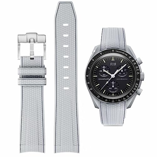 HEYOZURY Armbänder für Moonswatch Uhr Gummi für Omega x Swatch MoonSwatch 20mm Rolex Seiko Uhr Silikon Männer mit Edelstahl Ersatz Armband Original Armband Omega x Swatch MoonSwatch Speedmaster von HEYOZURY