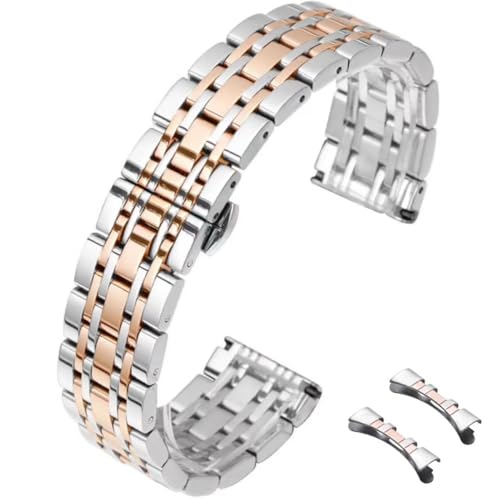 HEYOZURY Edelstahl Uhrenarmbänder Metall uhrarmband mit Geraden und Gebogenen Ende 12mm 14mm 16mm 18mm 19mm 20mm 21mm 22mm Metal Ersatzband Armbänder Edelstahlarmband für Uhr für Herren/Damen von HEYOZURY