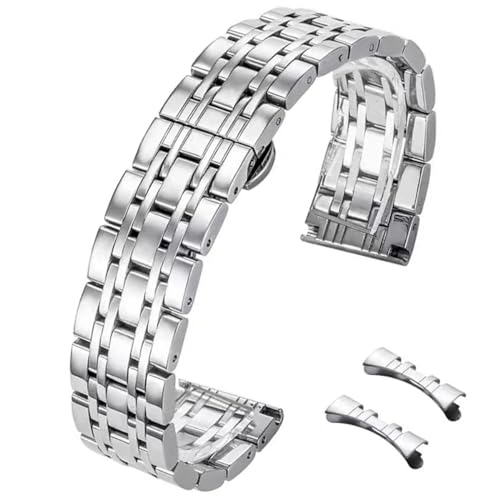 HEYOZURY Edelstahl Uhrenarmbänder Metall uhrarmband mit Geraden und Gebogenen Ende 12mm 14mm 16mm 18mm 19mm 20mm 21mm 22mm Metal Ersatzband Armbänder Edelstahlarmband für Uhr für Herren/Damen von HEYOZURY