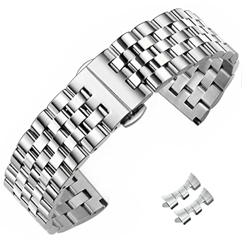 HEYOZURY Edelstahlarmband für Uhr,Metall Uhrenarmbänder Geeignet Ersatzband Armbänder für Damen&Herren,18mm 19mm 20mm 21mm 22mm 24mm Edelstahl Uhrenarmbänder von HEYOZURY