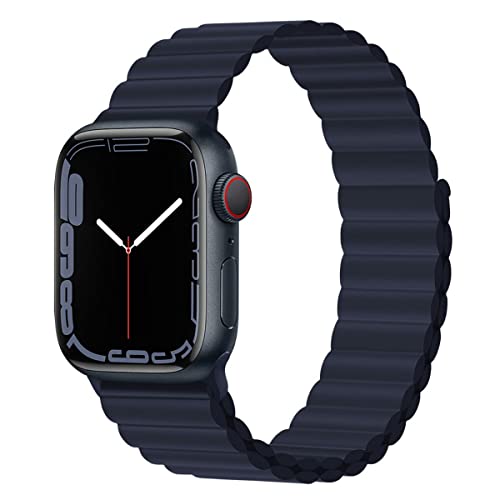 HEYOZURY Kompatibel mit Apple Watch Armband Silikon 45mm 44mm 41mm 40mm 38mm 42mm Herren Damen Loop Ersatzarmband, Loop Back Design Magnetisches Armband für iWatch Series SE 7/6/5/4/3/2/1 von HEYOZURY