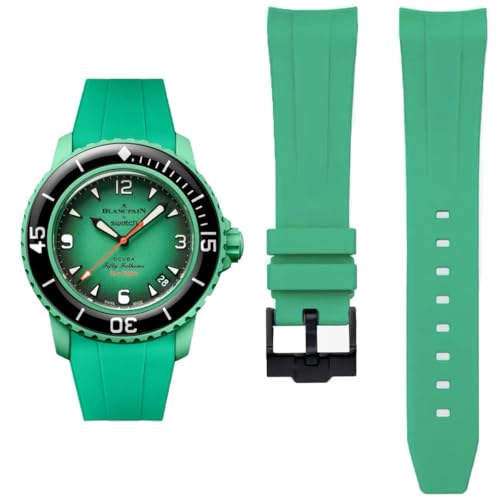 HEYOZURY Uhrenarmband für Blancpain X Swatch Fifty Fathoms 22mm Weiches Gummi Gebogenes Ende Männer Ersatz Armband für Blancpain x Swatch Herren Damen mit Werkzeug Entfernen HEYOZURY Uhrenarmband für Blancpain X Swatch Fifty Fathoms 22mm Weiches Gummi Gebogenes Ende Männer Ersatz Armband für Blancpain x Swatch Herren Damen mit Werkzeug Entfernen von HEYOZURY