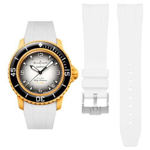 HEYOZURY Uhrenarmband für Blancpain X Swatch Fifty Fathoms 22mm Weiches Gummi Gebogenes Ende Männer Ersatz Armband für Blancpain x Swatch Herren Damen mit Werkzeug Entfernen HEYOZURY Uhrenarmband für Blancpain X Swatch Fifty Fathoms 22mm Weiches Gummi Gebogenes Ende Männer Ersatz Armband für Blancpain x Swatch Herren Damen mit Werkzeug Entfernen von HEYOZURY