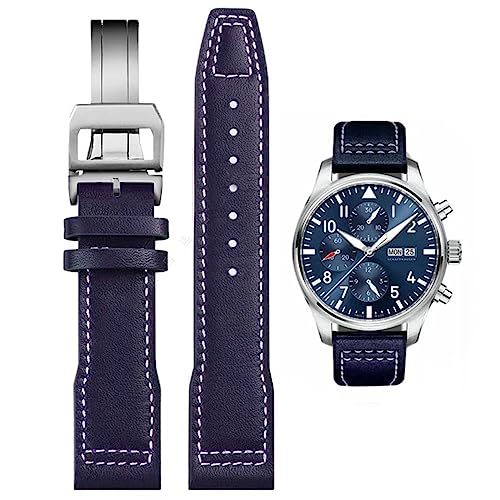 HEYOZURY Uhrenarmband für IWC Watch 20mm 21mm Ersatzband aus echtem Leder Schwarz Blau Braun Ersatz Armband Strap Original for Für IWC Pilot-Serie für Männer von HEYOZURY