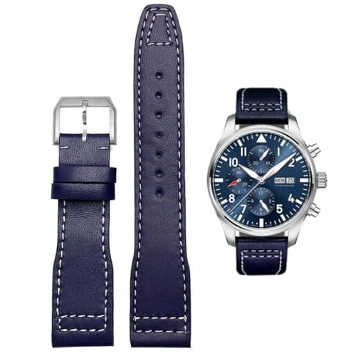 HEYOZURY Uhrenarmband für IWC Watch 20mm 21mm Ersatzband aus echtem Leder Schwarz Blau Braun Ersatz Armband Strap Original for Für IWC Pilot-Serie für Männer von HEYOZURY