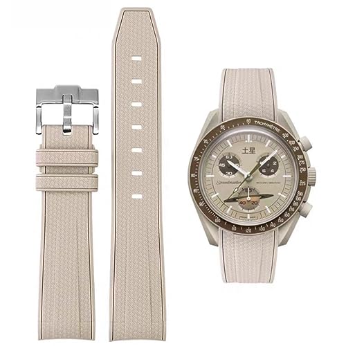 HEYOZURY Uhrenarmbandfür 20mm Omega x Swatch MoonSwatch Rolex Watch Silikon Männer mit Edelstahl Faltschließe Ersatz Armband Original Armband Omega x Swatch MoonSwatch Speedmaster von HEYOZURY