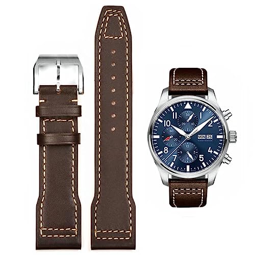 HEYOZURY Uhrenarmband für IWC Watch 20mm 21mm Ersatzband aus echtem Leder Schwarz Blau Braun Ersatz Armband Strap Original for Für IWC Pilot-Serie für Männer von HEYOZURY