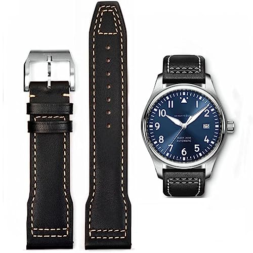 HEYOZURY Uhrenarmband für IWC Watch 20mm 21mm Ersatzband aus echtem Leder Schwarz Blau Braun Ersatz Armband Strap Original for Für IWC Pilot-Serie für Männer von HEYOZURY