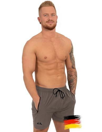 HEYPH Bequeme Designer Badeshort Herren Kurz Ohne Netz Innenbadehose Sichere Reißverschluss-Taschen Hingucker Strandhose Badeshorts (DE/NL/SE/PL, Alphanumerisch, XL, Regular, Regular, Anthrazit) von HEYPH