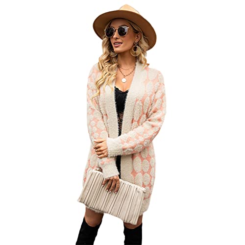 HEYPORK Damen Herbst Winter Warm Bequem Jacke Casual Mode übergangsjacke Mantel Frauen Herbst und Winter Mittellange Pullover Gestrickt Strickjacke Mantel(Khaki, M) von HEYPORK