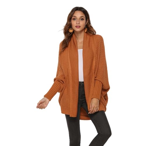 HEYPORK Damen Herbst Winter Warm Bequem Jacke Casual Mode übergangsjacke Mantel Frauen Pullover Strickpullover Strickjacke Pullover Mantel(A Braun, Einheitsgröße) von HEYPORK
