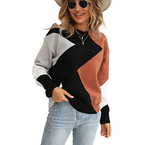 HEYPORK Damen Herbst Winter Warm Bequem Pullover Casual Mode Strickjacke Strickpullover Frauen Bottoming Diamant Pullover Pullover Langarm Rundhals Gestrickt Pullover(Schwarz, XL) von HEYPORK