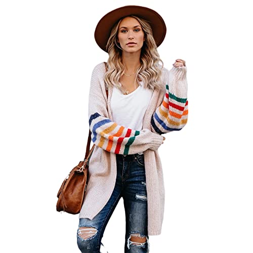 HEYPORK Damen Herbst Winter Warm Bequem Pullover Casual Mode Strickjacke Strickpullover Frauen Herbst Winter Women's Patchwork Loose Knit Pullover Jacke Pullover Top(Rosa, S) von HEYPORK