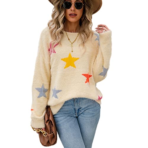 HEYPORK Damen Herbst Winter Warm Bequem Pullover Casual Mode Strickjacke Strickpullover Frauen Herbst und Winter Rundhals Bottoming Shirt Nerz Pullover Strickpullover(Aprikose, S) von HEYPORK