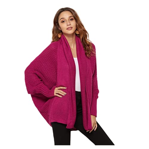 HEYPORK Damen Herbst Winter Warm Bequem Pullover Casual Mode Strickjacke Strickpullover Frauen Pullover Strickpullover Strickjacke Jacke Pullover(Rose, Einheitsgröße) von HEYPORK