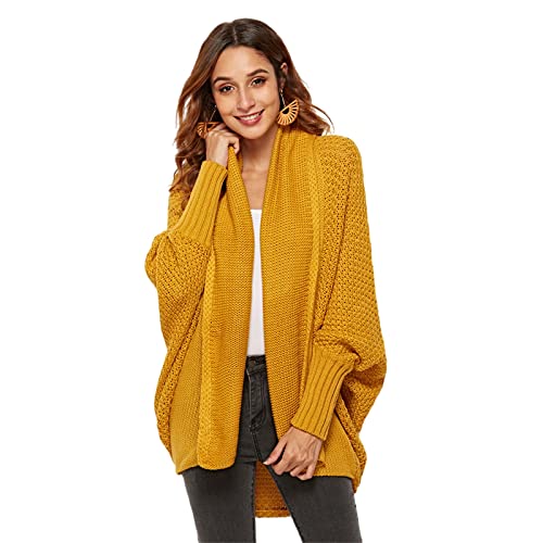 HEYPORK Damen Herbst Winter Warm Bequem Pullover Casual Mode Strickjacke Strickpullover Frauen Winter Pullover Strickpullover Strickjacke Jacke Pullover(Gelb, Einheitsgröße) von HEYPORK