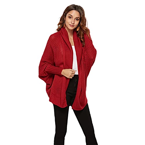 HEYPORK Damen Herbst Winter Warm Bequem Pullover Casual Mode Strickjacke Strickpullover Frauen Winter Pullover Strickpullover Strickjacke Jacke Pullover(Rot, Einheitsgröße) von HEYPORK