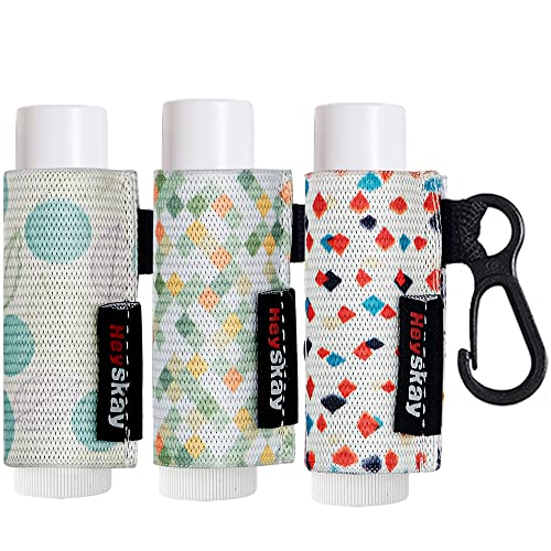 HEYSKAY Lip Balm Holder Sleeves Keychain Chapstick Elastic Sleeves (Geometric Pattern) von HEYSKAY