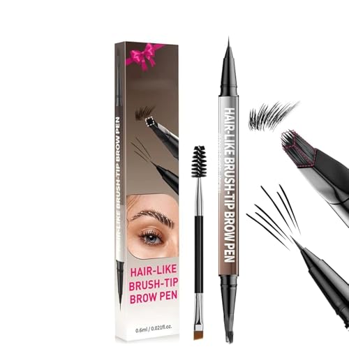 2-in-1-Microblading-Augenbrauenstift mit zwei Enden. Härchen imitiert, ist langanhaltend, wasserfest, wischfest und wird mit einem Pinsel geliefert. Für alle Hauttypen geeignet. von HEZDGPRFL