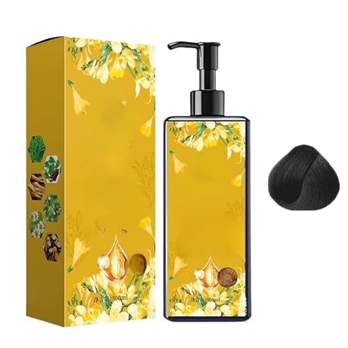 Pflegendes Pflanzenhaarfärbemittel, blumig duftendes Shampoo mit sofortiger Wirkung, glättendes und glänzendes Shampoo, deckt graues Haar ab, für Männer und Frauen geeignet von HEZDGPRFL