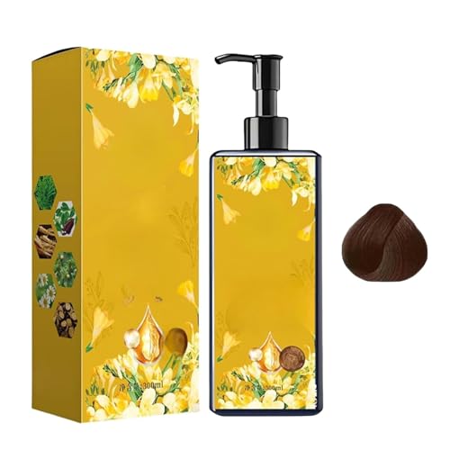 Pflegendes Pflanzenhaarfärbemittel, blumig duftendes Shampoo mit sofortiger Wirkung, glättendes und glänzendes Shampoo, deckt graues Haar ab, für Männer und Frauen geeignet von HEZDGPRFL