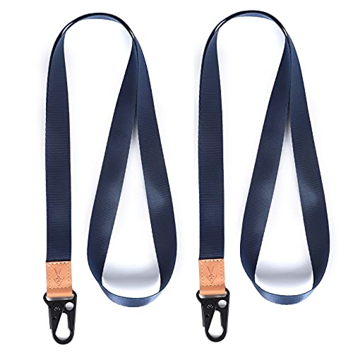 HEZEN Coole Lanyard für Schlüssel, Halsriemen Schlüsselbund für Frauen, Lanyard Logo für Männer, ID Lanyard (Navy blau 2 Stücke) von HEZEN