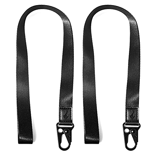 HEZEN Coole Lanyard für Schlüssel, Halsriemen Schlüsselbund für Frauen, Lanyard Logo für Männer, ID Lanyard (schwarz 2 Stücke) von HEZEN