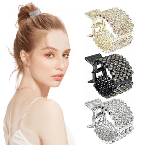 3 Stück Pferdeschwanz-Halter, Strass, kleine Haarspangen für hohen Pferdeschwanz, rutschfeste Haarklammer, Haarschmuck für Damen und Mädchen 3 Stück Pferdeschwanz-Halter, Strass, kleine Haarspangen für hohen Pferdeschwanz, rutschfeste Haarklammer, Haarschmuck für Damen und Mädchen von HEZUNHZ