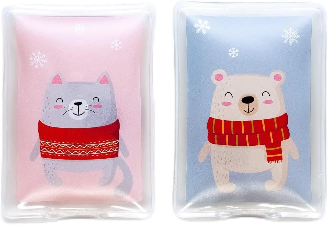 HF Home Flair Handwärmer schöne Handwärmer I Wiederverwendbar (2er Set Katze & Bär), 2-tlg., Wiederverwendbare Taschenwärmer I tolle Muster von HF Home Flair