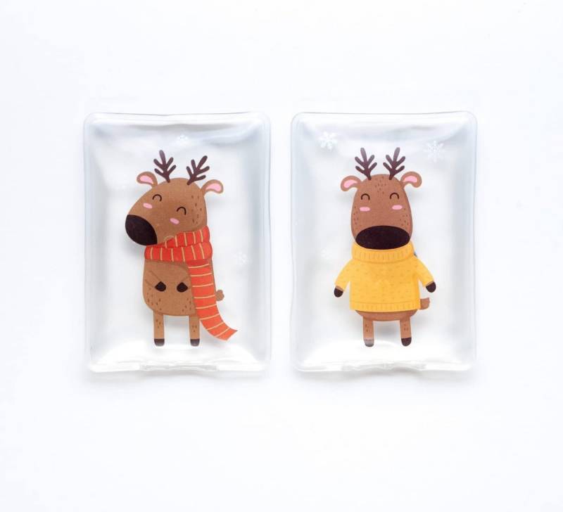 HF Home Flair Handwärmer schöne Handwärmer I Wiederverwendbar (2er Set Rentier), 2-tlg., Wiederverwendbare Taschenwärmer I tolle Muster von HF Home Flair