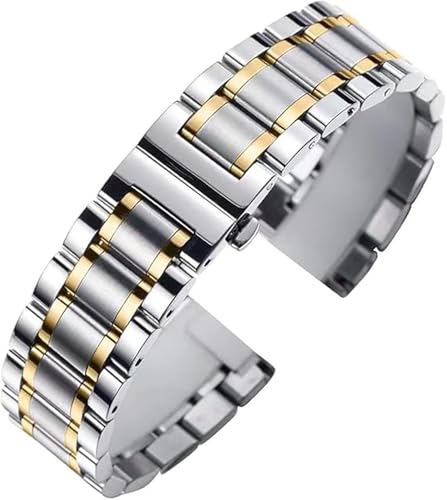HFBZVAFC Edelstahl-Uhrenarmband 12 mm 14 mm 15 mm 16 mm 17 mm 18 mm 19 mm 21 mm 20 mm 22 mm 23 mm 24 mm Uhrenarmband Metallarmband Universal Smart Watch Ersatzarmband Unisex(Silver+Gold,12mm) von HFBZVAFC