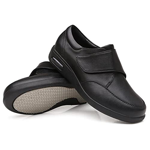 HFCY Diabetikerschuhe Extra Weit Schuhe Lederschuhe Herrenschuhe Extra Weit Für Geschwollene, Breite Und Diabetische Füße,Black-EU42/260mm von HFCY