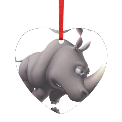 Angry Rhino Acryl-Anhänger mit einem roten Band, jeder Anhänger ist perforiert mit einem 25 cm langen roten Band, One Size von HFDERW