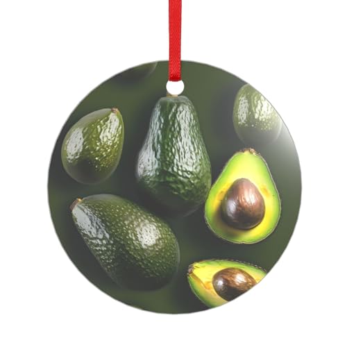 Avocado-Frucht-Acryl-Anhänger mit einem roten Band, jeder Anhänger ist perforiert mit einem 25 cm langen roten Band, One Size von HFDERW