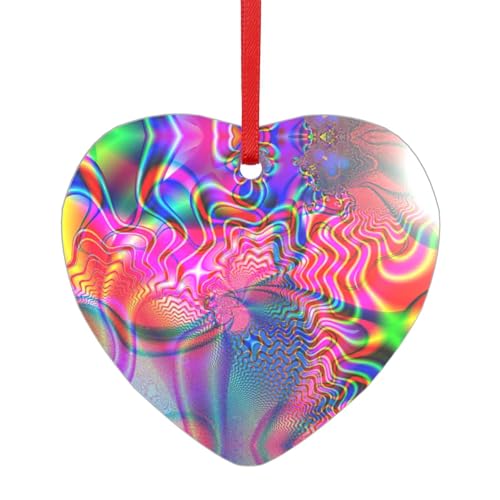 Colorful Thing Acryl-Anhänger mit einem roten Band, jeder Anhänger ist perforiert mit einem 25 cm langen roten Band, One Size von HFDERW