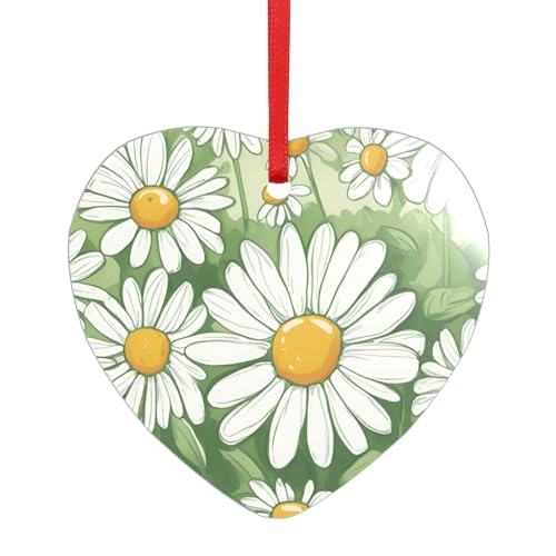 Gänseblümchen-Acryl-Anhänger mit einem roten Band, jeder Anhänger ist perforiert mit einem 25 cm langen roten Band von HFDERW