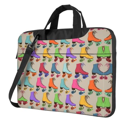 HFDERW Retro-Laptop-Tasche, bunt, ultradünn, tragbar, One-Shoulder-Laptop-Tasche, Schultertasche für Männer und Frauen, wasserdichte Computertasche, Schwarz, 14 inch von HFDERW