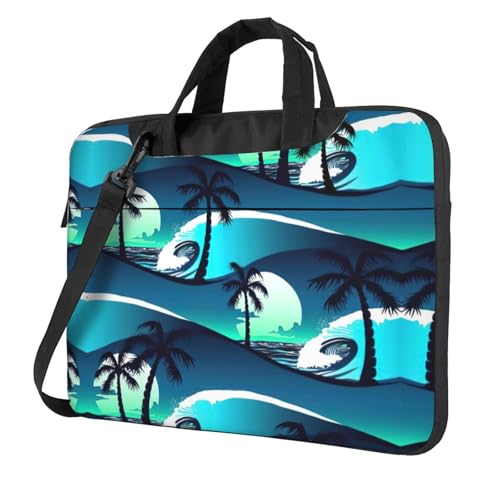 HFDERW Skateboard mit Palmen, Wellen, ultradünn, tragbar, One-Shoulder-Laptop-Tasche, Schultertasche für Männer und Frauen, wasserdichte Computertasche HFDERW Skateboard mit Palmen, Wellen, ultradünn, tragbar, One-Shoulder-Laptop-Tasche, Schultertasche für Männer und Frauen, wasserdichte Computertasche von HFDERW