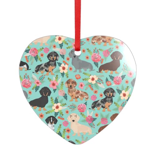 Hunde-Acryl-Anhänger mit einem roten Band, jeder Anhänger ist perforiert mit einem 25 cm langen roten Band, One Size von HFDERW