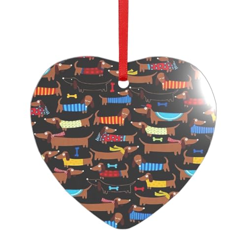 "I Love My Dog Dackel"-Acryl-Anhänger mit rotem Band, jeder Anhänger ist perforiert mit einem 25 cm langen roten Band, One Size von HFDERW