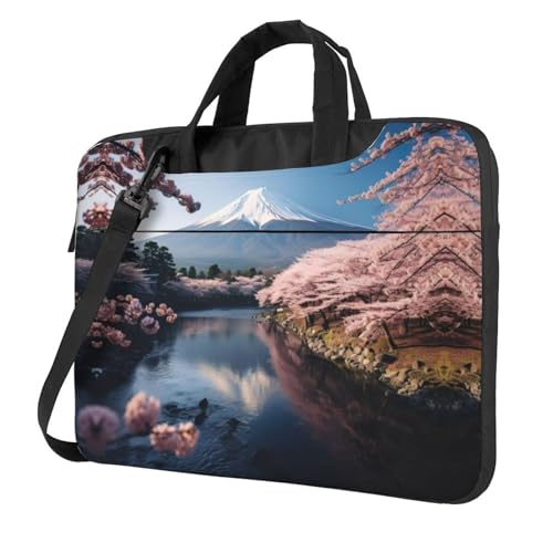 Japan Mount Fuji Landscape Ultradünne tragbare One-Shoulder-Laptop-Tasche Schultertasche für Männer und Frauen, wasserdichte Computertasche, Schwarz, 14 inch Japan Mount Fuji Landscape Ultradünne tragbare One-Shoulder-Laptop-Tasche Schultertasche für Männer und Frauen, wasserdichte Computertasche, Schwarz, 14 inch von HFDERW