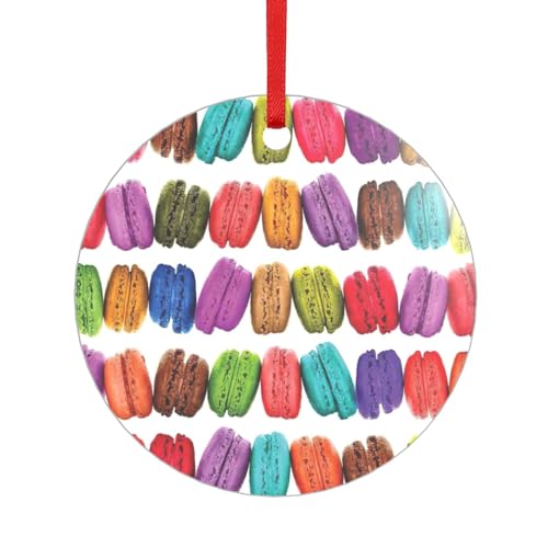 Macaron-Keks-Geschmack, Acryl-Anhänger mit rotem Band, jeder Anhänger ist perforiert mit einem 25 cm langen roten Band, One Size von HFDERW