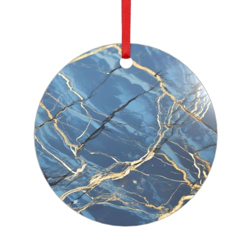 Schwarzer Marmor-Acryl-Anhänger mit einem roten Band. Jeder Anhänger ist perforiert mit einem 25 cm langen roten Band, One Size von HFDERW
