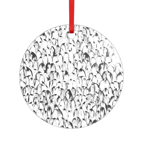 Stilvoller Acryl-Anhänger mit Pinguin-Muster und rotem Band. Jeder Anhänger ist perforiert mit einem 25 cm langen roten Band, One Size von HFDERW